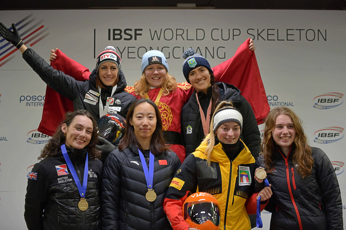Bob-Skeleton Damen freuen sich über Erolge beim Weltcup in Pyeongchang (c) KBSF Bob-Skeleton Damen freuen sich über Erolge beim Weltcup in Pyeongchang (c) KBSF